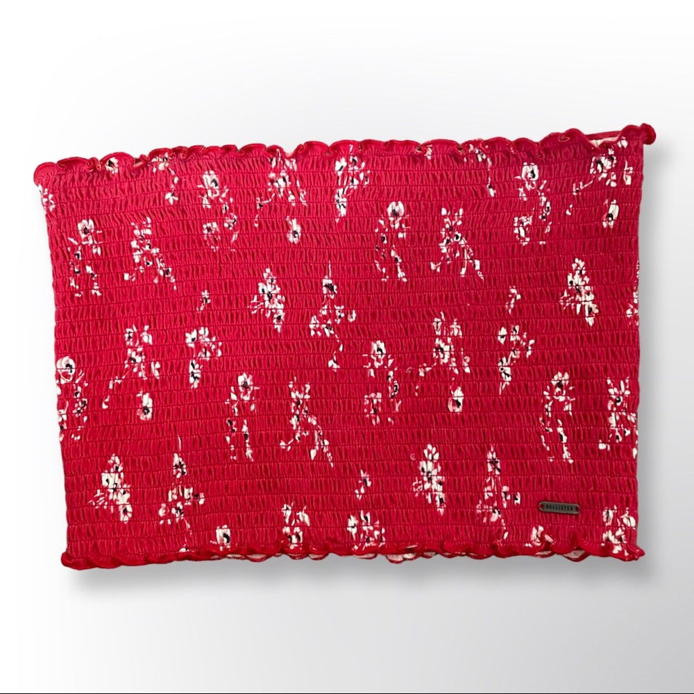 Hollister Red Tube Top with White Flowers